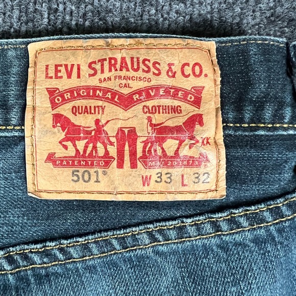 Levi's 501 Original Fit Jeans Mens 34x29.5 Blue Denim Straight Leg‎ Button Fly - Picture 15 of 16